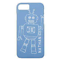 Fun-robot met de naam blauwe en witte jongens
