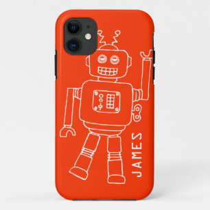 Fun-robot: oranje en witte jongens Case-Mate iPhone case