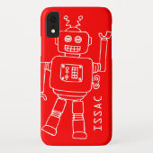 Fun-robot: rode en witte jongens Case-Mate iPhone case (Achterkant)