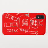 Fun-robot: rode en witte jongens Case-Mate iPhone case (Achterkant (horizontaal))
