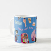Fun Rock and Roll Oldies Cartoon Schattige Pattern Koffiemok (Voorkant links)
