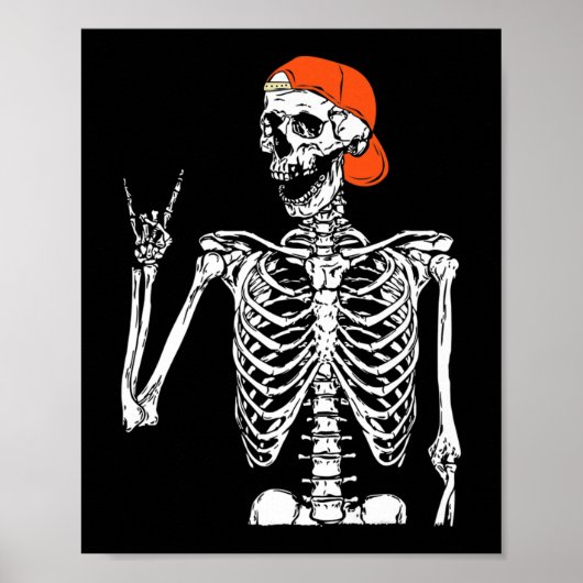 Fun Rocker Skeleton Hand Rock on Costume Halloween Poster (Voorkant)