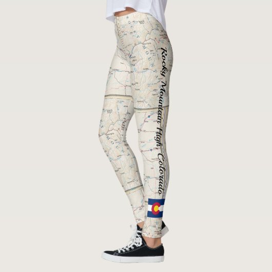 Fun Rocky Mountain Colorado Map Leggings Pants (Links)