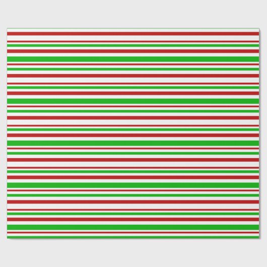 Fun-rode, witte, groene kerststijllijnen cadeaupapier (Vlak)