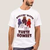 Fun Rolling Homies Boardgame Meeple Art T-shirt (Voorkant)