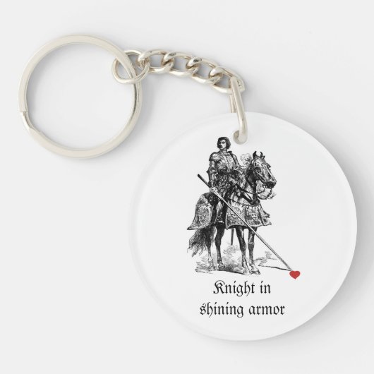 Fun Romantic Knight in Shining Armor Humor Sleutelhanger (Voorkant)