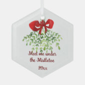 Fun Romantic ontmoet Mistletoe Quote Kerstmis Glas Ornament (Voorkant)