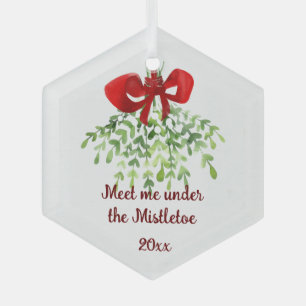 Fun Romantic ontmoet Mistletoe Quote Kerstmis Glas Ornament