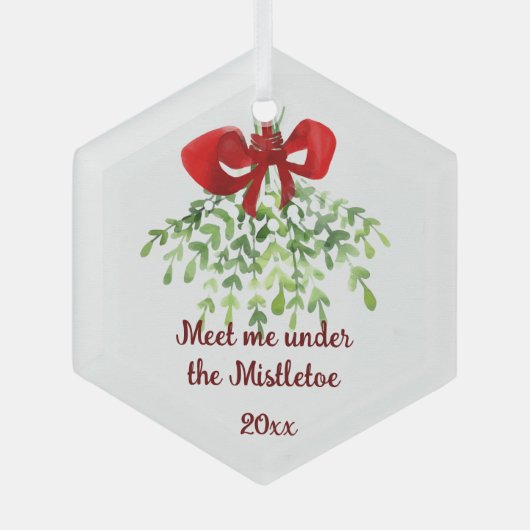 Fun Romantic ontmoet Mistletoe Quote Kerstmis Glas Ornament (Voorkant)