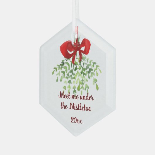 Fun Romantic ontmoet Mistletoe Quote Kerstmis Glas Ornament (Voorkant links)