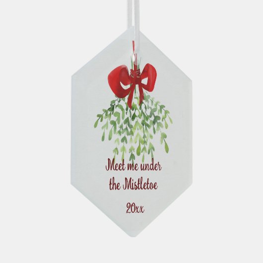 Fun Romantic ontmoet Mistletoe Quote Kerstmis Glas Ornament (Voorkant Rechts)
