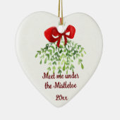 Fun Romantic ontmoet Mistletoe Quote Kerstmis Keramisch Ornament (Rechts)