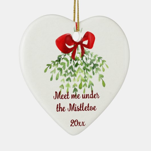 Fun Romantic ontmoet Mistletoe Quote Kerstmis Keramisch Ornament (Rechts)
