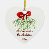 Fun Romantic ontmoet Mistletoe Quote Kerstmis Keramisch Ornament (Voorkant)