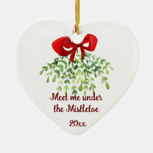 Fun Romantic ontmoet Mistletoe Quote Kerstmis Keramisch Ornament