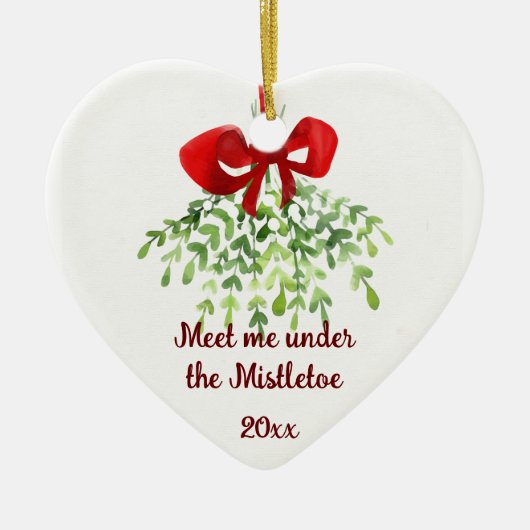 Fun Romantic ontmoet Mistletoe Quote Kerstmis Keramisch Ornament (Voorkant)