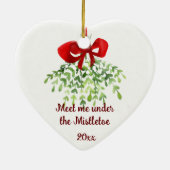 Fun Romantic ontmoet Mistletoe Quote Kerstmis Keramisch Ornament (Achterkant)