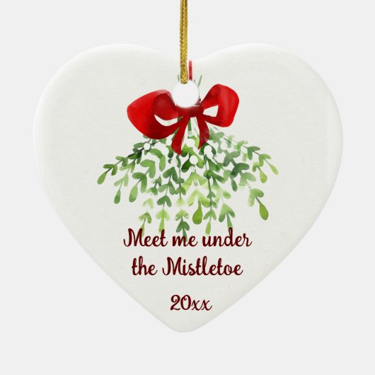 Fun Romantic ontmoet Mistletoe Quote Kerstmis Keramisch Ornament (Achterkant)