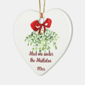 Fun Romantic ontmoet Mistletoe Quote Kerstmis Keramisch Ornament (Links)