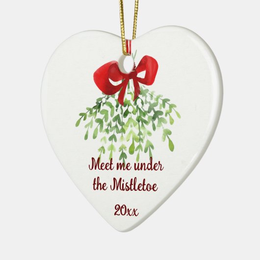 Fun Romantic ontmoet Mistletoe Quote Kerstmis Keramisch Ornament (Links)