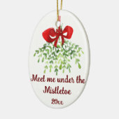 Fun Romantic ontmoet Mistletoe Quote Kerstmis Keramisch Ornament (Links)