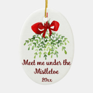 Fun Romantic ontmoet Mistletoe Quote Kerstmis Keramisch Ornament