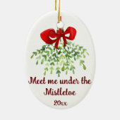 Fun Romantic ontmoet Mistletoe Quote Kerstmis Keramisch Ornament (Achterkant)