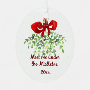 Fun Romantic ontmoet Mistletoe Quote Kerstmis Metalen Ornament