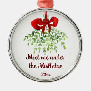 Fun Romantic ontmoet Mistletoe Quote Kerstmis Metalen Ornament