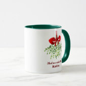Fun Romantic ontmoet Mistletoe Quote Kerstmis Mok (Voorkant rechts)