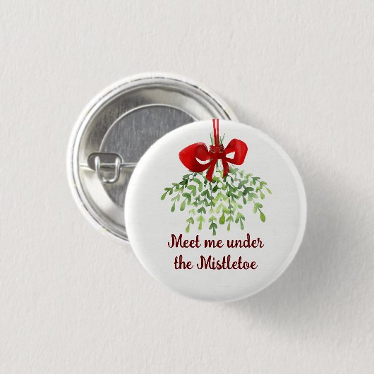 Fun Romantic ontmoet Mistletoe Quote Kerstmis Ronde Button 3,2 Cm (Voorkant /achterkant)