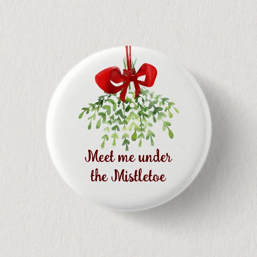 Fun Romantic ontmoet Mistletoe Quote Kerstmis Ronde Button 3,2 Cm (Voorkant)