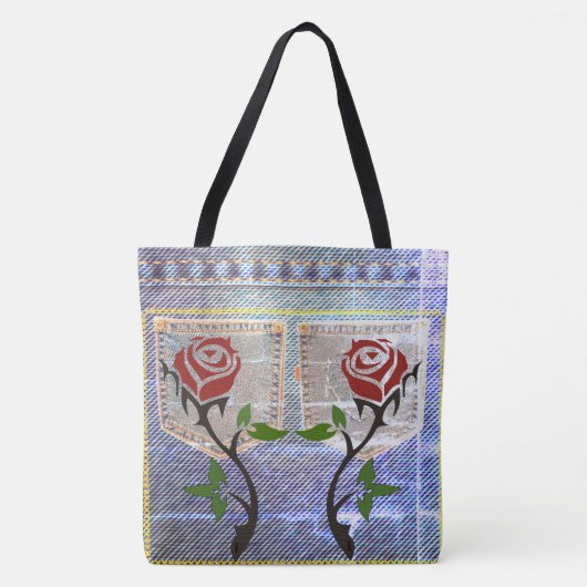 Fun Roos Jeans Kijk Tote Bag (Voorkant)