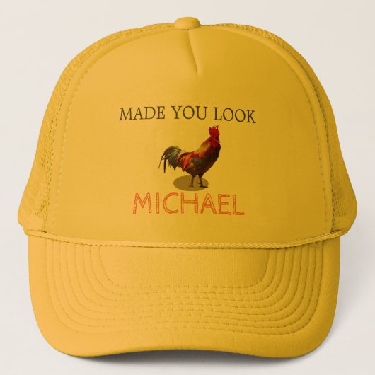 Fun Rooster Chicken Male Yellow Personal Trucker Pet (Voorkant)