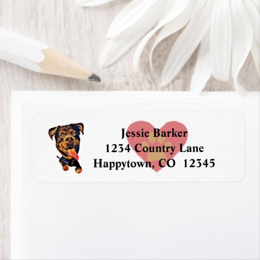Fun Rottweiler Dog Return Address Label (Insitu)
