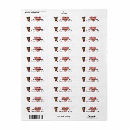 Fun Rottweiler Dog Return Address Label (Full Sheet)