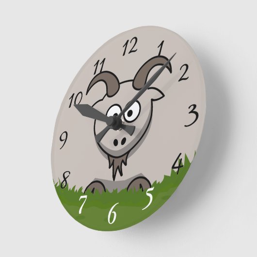 Fun Round Cartoon Goat Ronde Klok (Hoek)