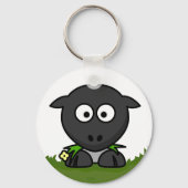 Fun Round Cartoon Sheep Sleutelhanger (Voorkant)