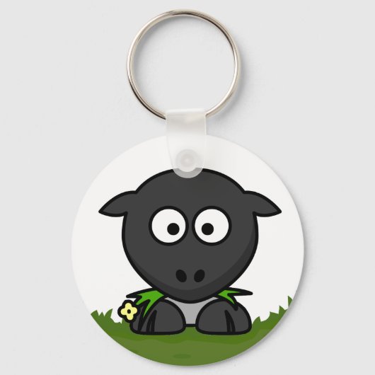 Fun Round Cartoon Sheep Sleutelhanger (Voorkant)