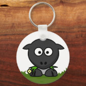 Fun Round Cartoon Sheep Sleutelhanger (Voorkant)