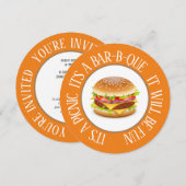 Fun Round Picnic/Bar-B-Que Hamburger Invitation Kaart (Voorkant / Achterkant)