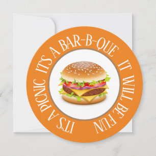 Fun Round Picnic/Bar-B-Que Hamburger Invitation Kaart