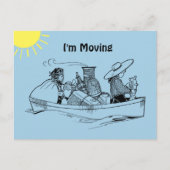 Fun Row Boat Blue I'm Moving Aankondigingskaart (Voorkant)