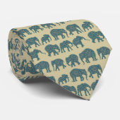 Fun Rows van Paisley Elephants op Beige Necktie Stropdas (Opgerold)