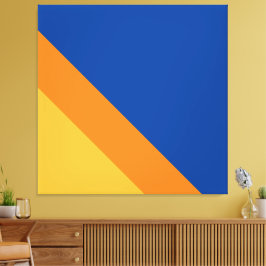 Fun Royal Navy Blauw Sinaasappel Geel Racing Strip Canvas Afdruk