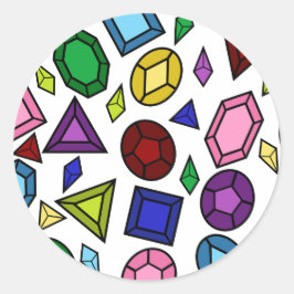 Fun Royal Rainbow Edelstenen en sieraden Patroon Ronde Sticker