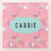 Fun roze 1990-videokaart Throwback Glazen Onderzetter (Voorkant)