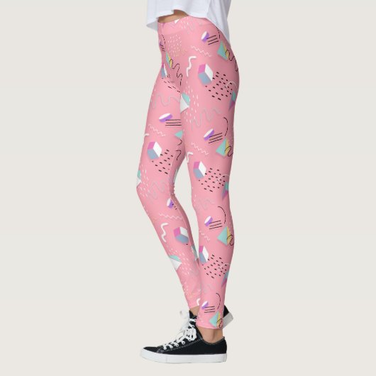 Fun roze 1990-videokaart Throwback Leggings (Links)