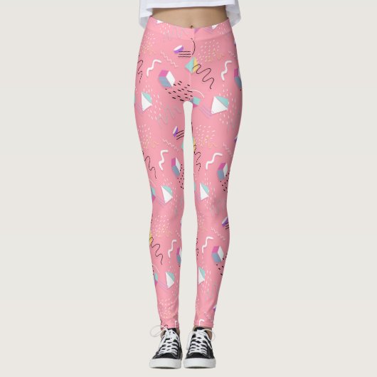 Fun roze 1990-videokaart Throwback Leggings (Voorkant)