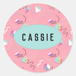 Fun roze 1990-videokaart Throwback Ronde Sticker